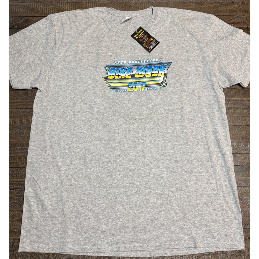 Gildan Bike Week T-Shirt Mens 2XL Gray NWT 76th Anniversary Daytona Beach 2017